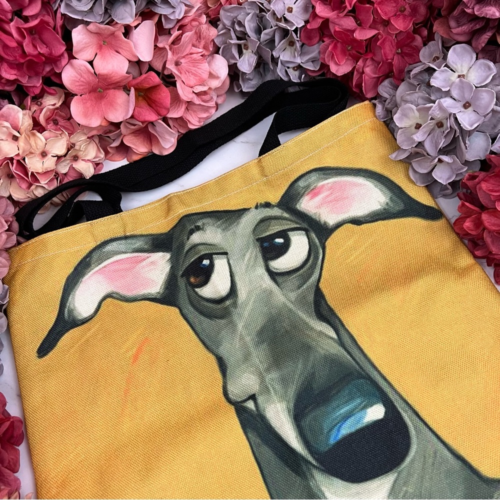 Eco-Friendly Sly Gray Greyhound Dog Folding Tote Bag - Picture 5 of 13
